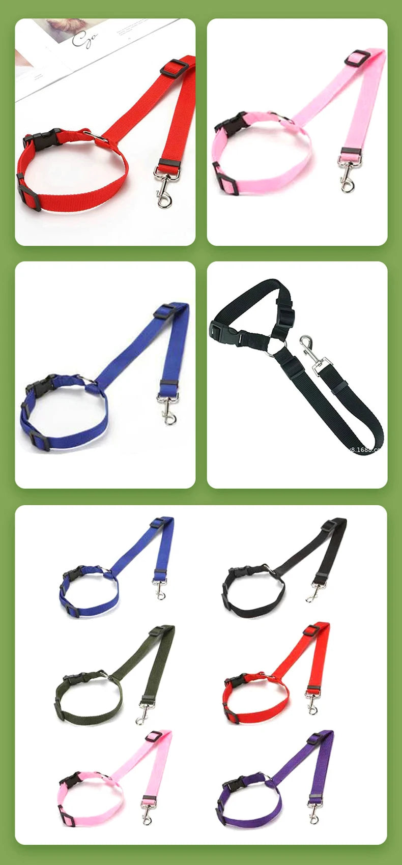 Solid Color Two-in-one Pet Car Seat Belt Nylon Lead Leash Backseat Safety Belt Adjustable Dogs Harness Collar Pet Accessories