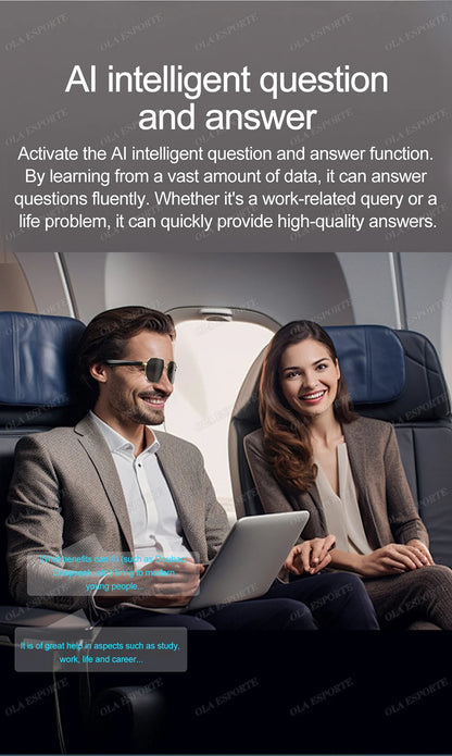 AI Smart Glasses with ChatGPT4.0 Instant Translation 164 Languages Bluetooth Calls IP67 Waterproof HD Camera for Travel Business