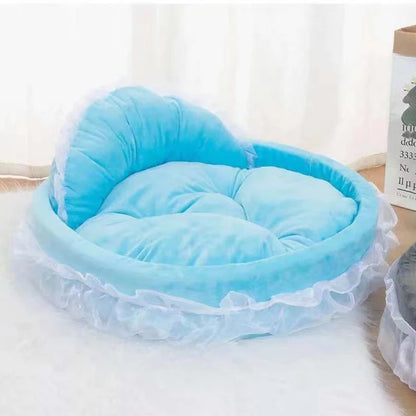 Cute Bow Lace Dog Bed Small Puppy Mattresses Sleeping Mat On The Floor Warm Mat Detachable Pet Dog Basket Pet Beds Furnitures