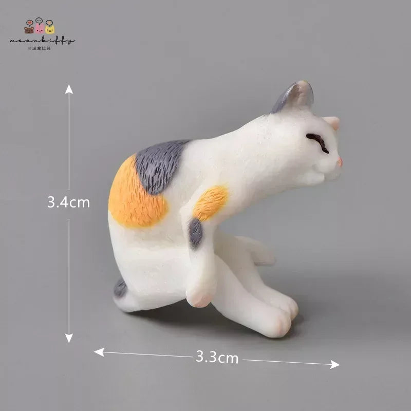 Resin Cats Ornament Kitten Figurine Animal Miniature Fairy Garden Doll House Decoration DIY Micro Landscape Home Decor