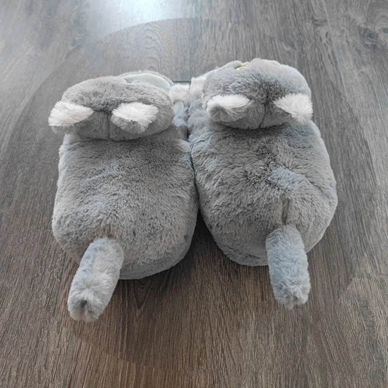 Footsie Cat Slippers Women's Winter Warm Shoes Free Shipping Funny Kitty Animal Slides Woman Fluffy Fur Mules Birthday Gift Toys