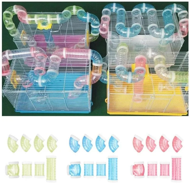 Cute DIY Hamster Tunnel Toy Pet Sports Training Pipeline Transparent Runway Toy Pet Hamster Game for Small Animal Accessories