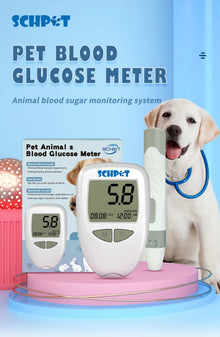 Schpet Household Pet Blood Glucose Meter Fast Test Machine with 50 Strips for Dog Cat Portable Pet Blood Glucose Monitoring