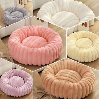 Round Plush Dog Bed for Medium Pets, Winter Soft Nest