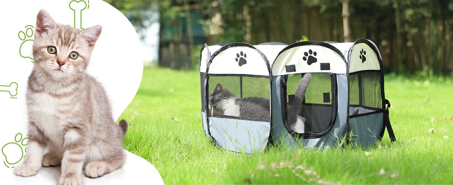 Foldable Cat Tent Pet Cage Fence Dog Playpen Outdoor Pet House For Small Large Dog Cat Kennel Portable Puppy Shelter