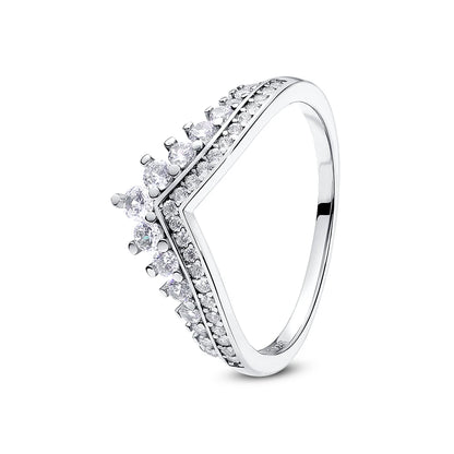 Original 925 Sterling Silver Rings For Women Crown Love Heart Sun Moon Engagement Wedding Rose Gold Pave CZ Ring Luxury Jewelry