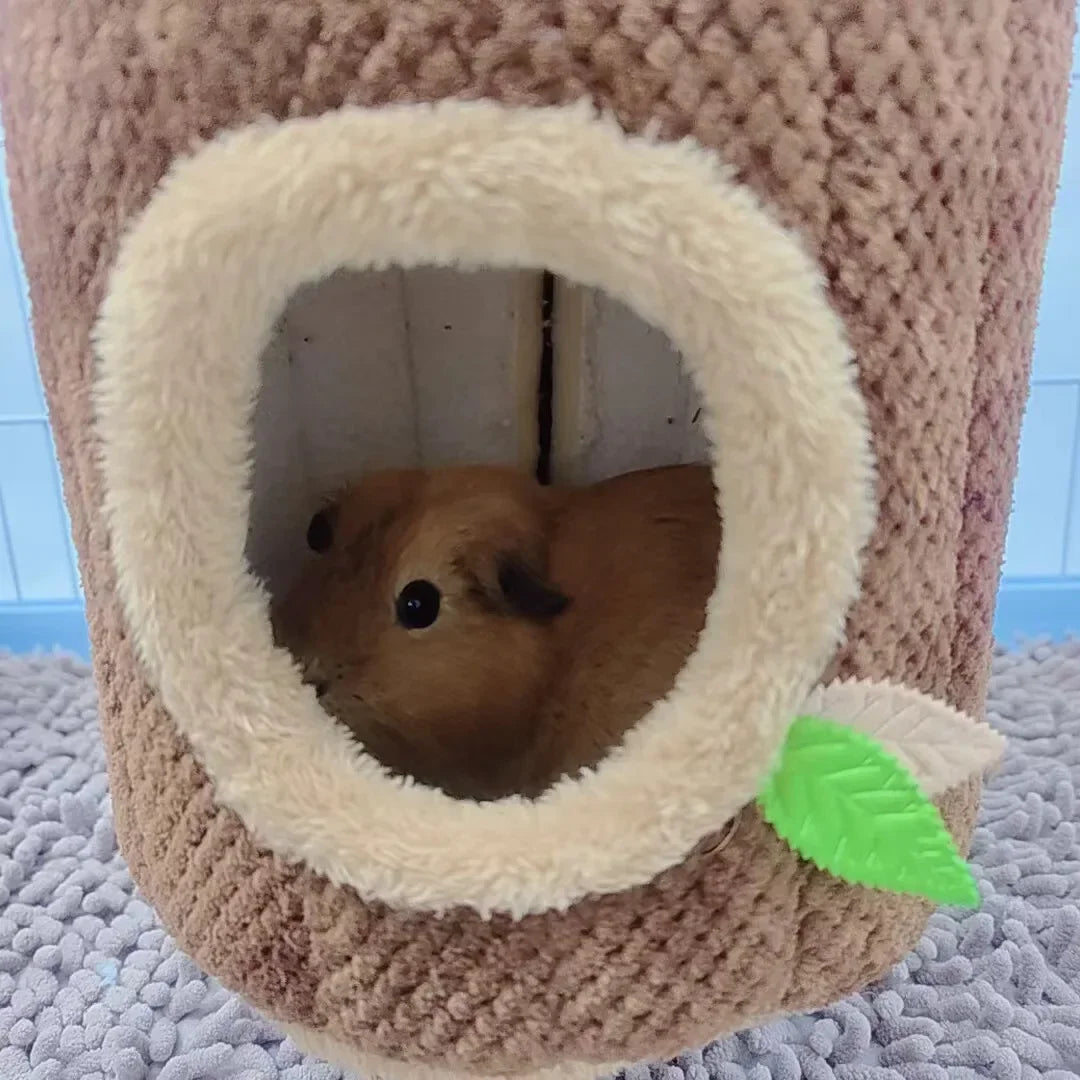 Small Animals Pet House Hamster Nest Stump Shaped Round Hang Hammock Guinea Pig Ferret Squirrel Rabbit Winter Warm Cotton Beds