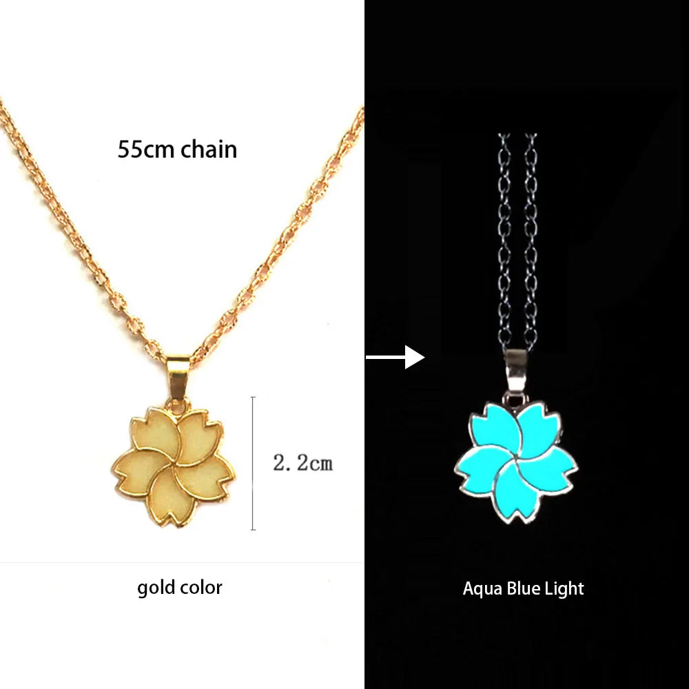 Luminous Glowing Lotus Cat Snake Ox Elephant Pendant Necklace Glow In The Dark Tree Necklace for Men Women  Halloween Gift