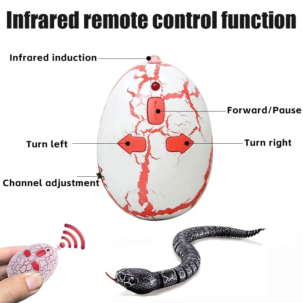 Remote Control Snake Pet Interactive Toy 16 Inch Toy Snake Egg Shaped Infrared Controller Prank Toy Ideal Gift for Kids Adults