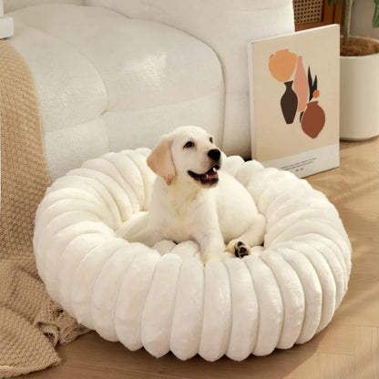 Round Plush Dog Bed for Medium Pets, Winter Soft Nest