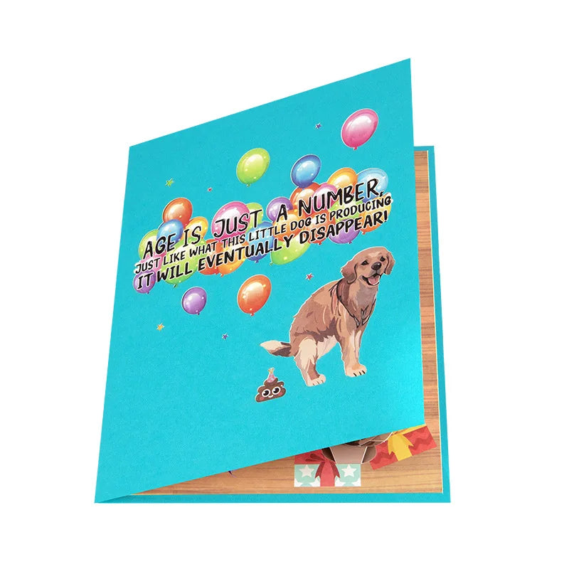 Funny Labrador 3D Birthday Cards Gift with Envelope Creative 3D Dog Greeting Card