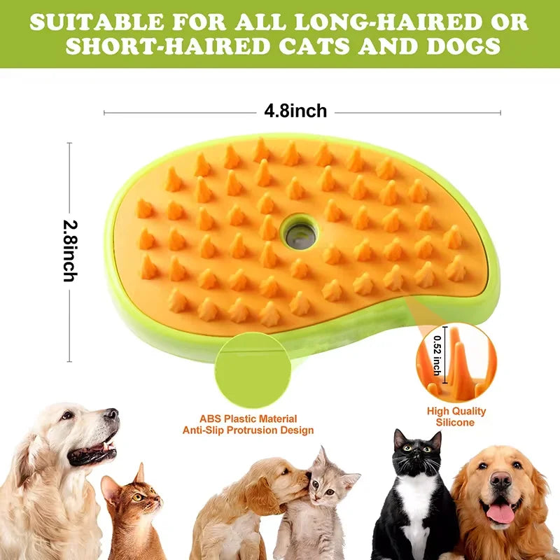 Pet Hair Removal Brush Cat Dog Electric Spray Massage Comb One-click Spray Anti-Flying Massage Bath Silicone Comb