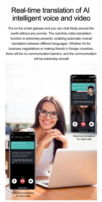 Smart Glasses Camera Remote Shoot Bluetooth Call Music Stereo Mic Men Touch Sunglasses AI Voice Assistant For Android IOS Phone