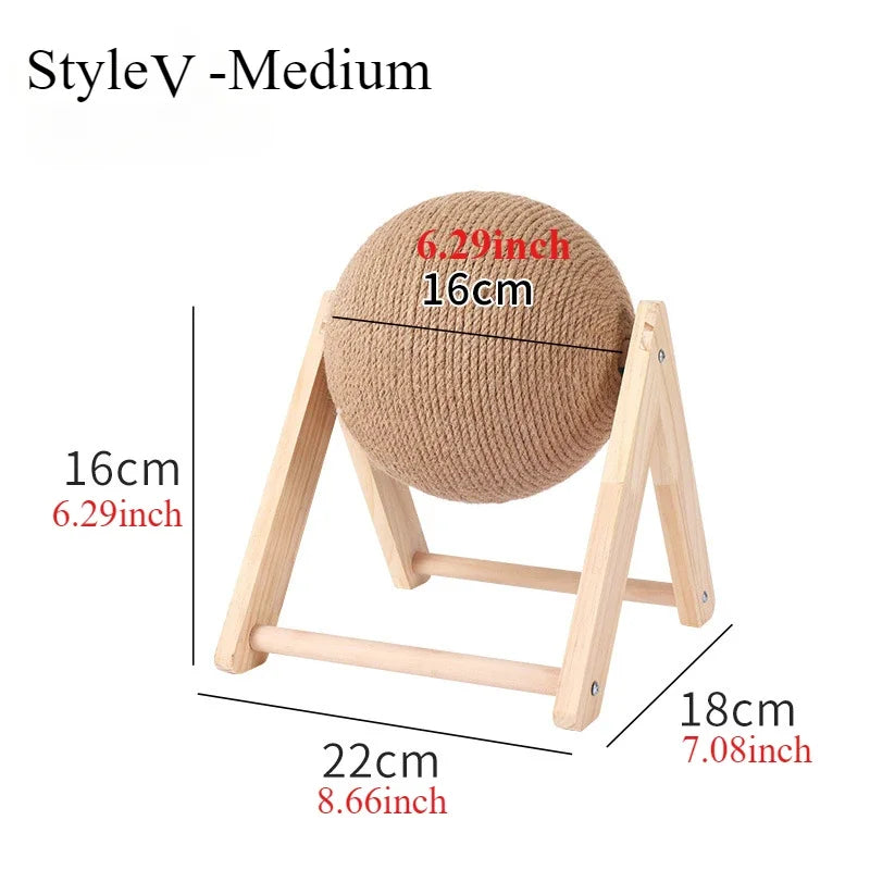 Cat Scratching Ball Toy Sisal and Wood Stable Triangle Cats Indoor Stuff Sturdy Scratching Cool Scratch on Stand Spin/cat Toys