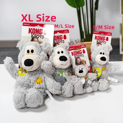 Kong Patch Bear Chew Resistant Plush Toy Sound Making Stress Relief Tug of War for Puppies And Adult Dogs Pet Toys Short Plush