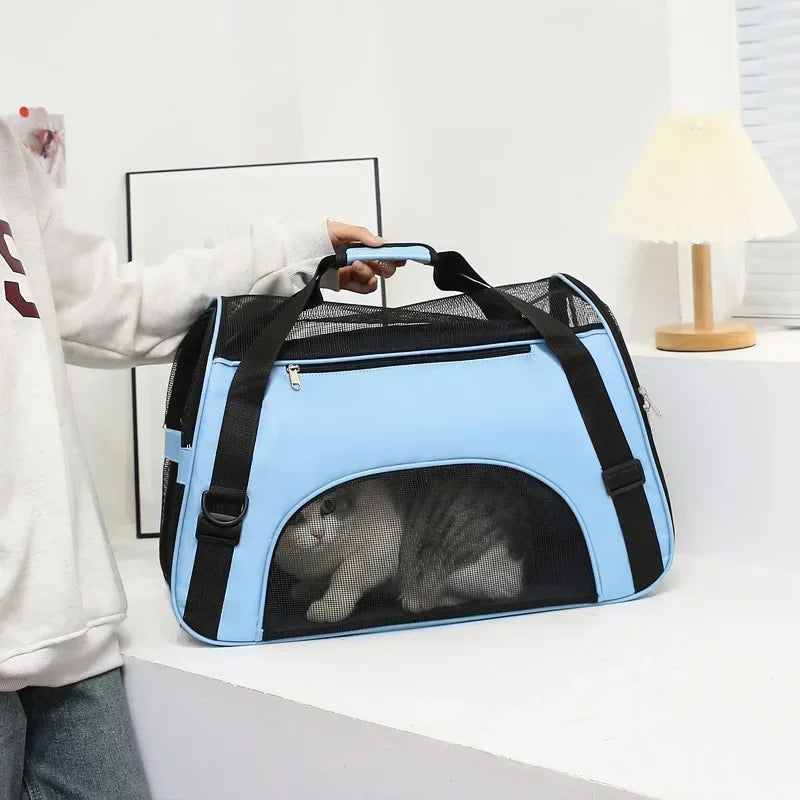 Cat Bags Portable Dog Carrier Bag Mesh Breathable Carrier Bags for Small Dogs Foldable Cats Handbag Travel Pet Bag Handbag