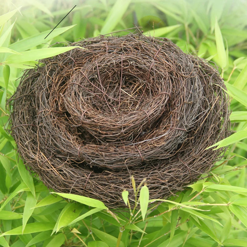 Bird Cage Round Rattan Bird Nest Easter Handmade DIY Craft Vine Simulation Bird Nest Egg Decor Props Home Garden Window Display