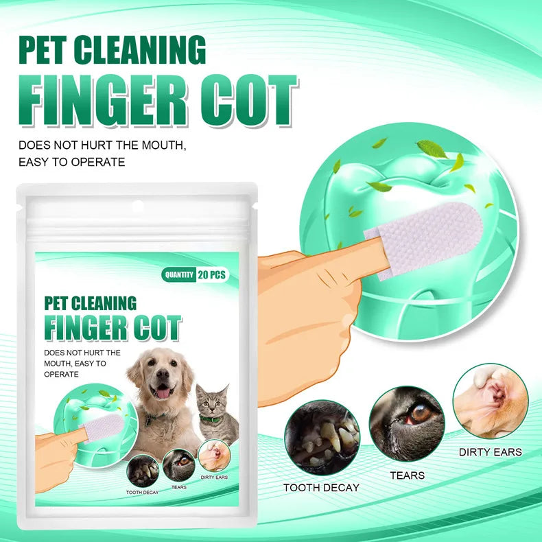 Teeth Cleaning Finger Wipes Disposable Wet Towels Cleaning Teeth Ear Eyes Wipes Pads Tear Stain for Dog Cat Grooming Supplies