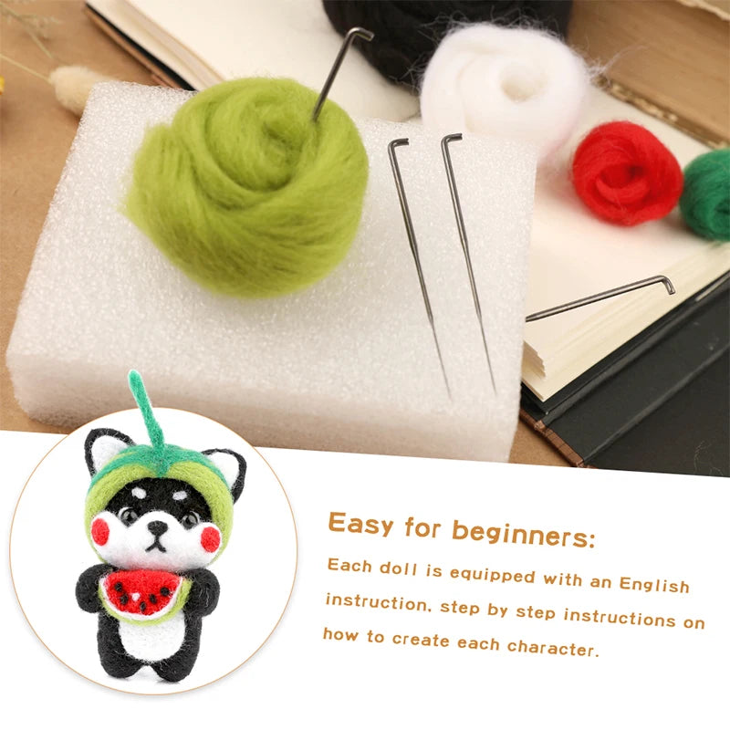 1 Pcs petshomesupplies Wool Felting Package Material Animal Handmade Toy Non-Finished DIY Arts Crafts Needlework Yarn Needle Felting Starter Kit