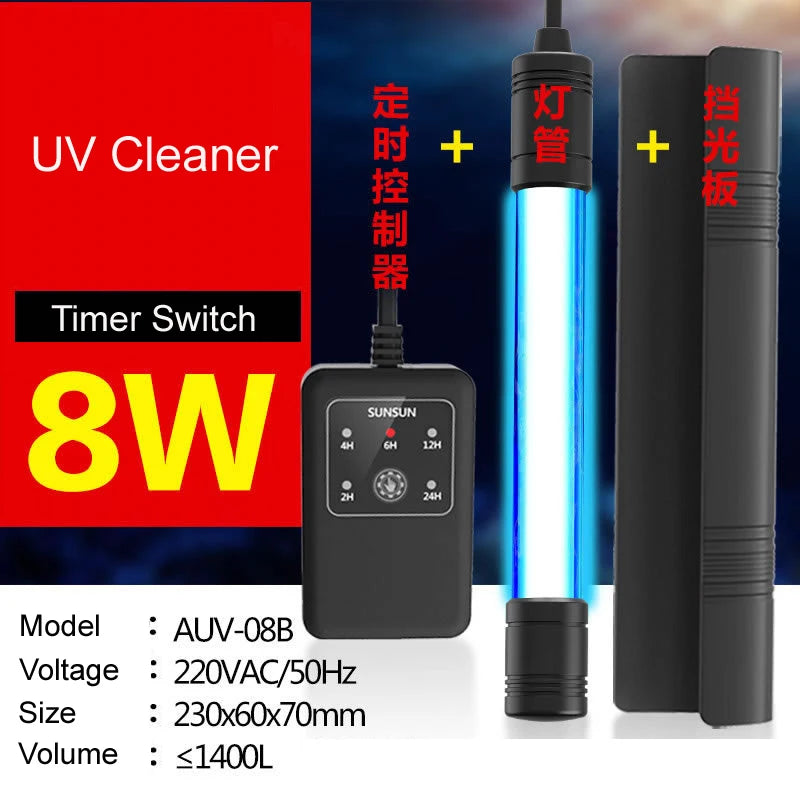 Sunsun AUV Fish Tank UV Germicidal Lamp Ultraviolet Fish Pond Water Purification Diving Sterilization Lamp Aquarium Disinfection