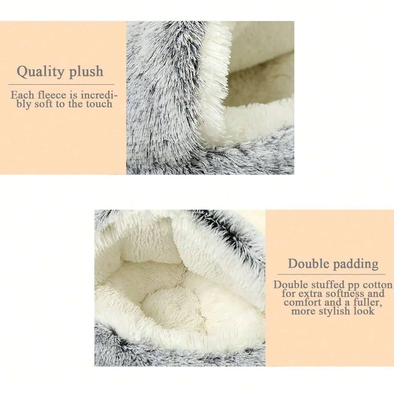 Soft Plush Pet Bed with Cover Round Cat Bed Pet Mattress Warm Cat Dog 2 in 1 Sleeping Nest Cave for Small Dogs