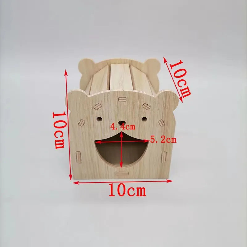 Pet Hamsters House DIY Wooden Gerbil Hideout Bridge Swing and Chinchilla Seesaw Pet Sport Exercise Toys Set  Cage Accessories