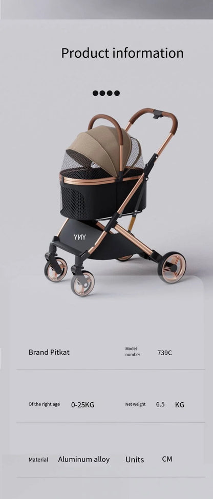 Separable High-end Pet Stroller with Multifunctional Bag Separation Ultra Easy To Carry One Click Collection Cat Dog Stroller