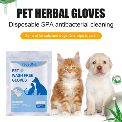 6pcs Disposable Pet Cleaning Gloves for Cats & Dogs Bath