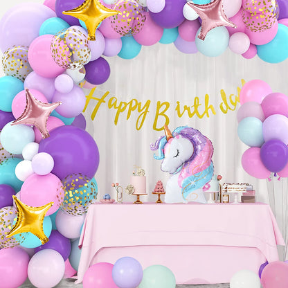 Rainbow Unicorn Balloons Garland Arch Kit Unicorn Birthday Party Decor Kids Wedding Birthday Supplies Baby Shower Latex Balloons