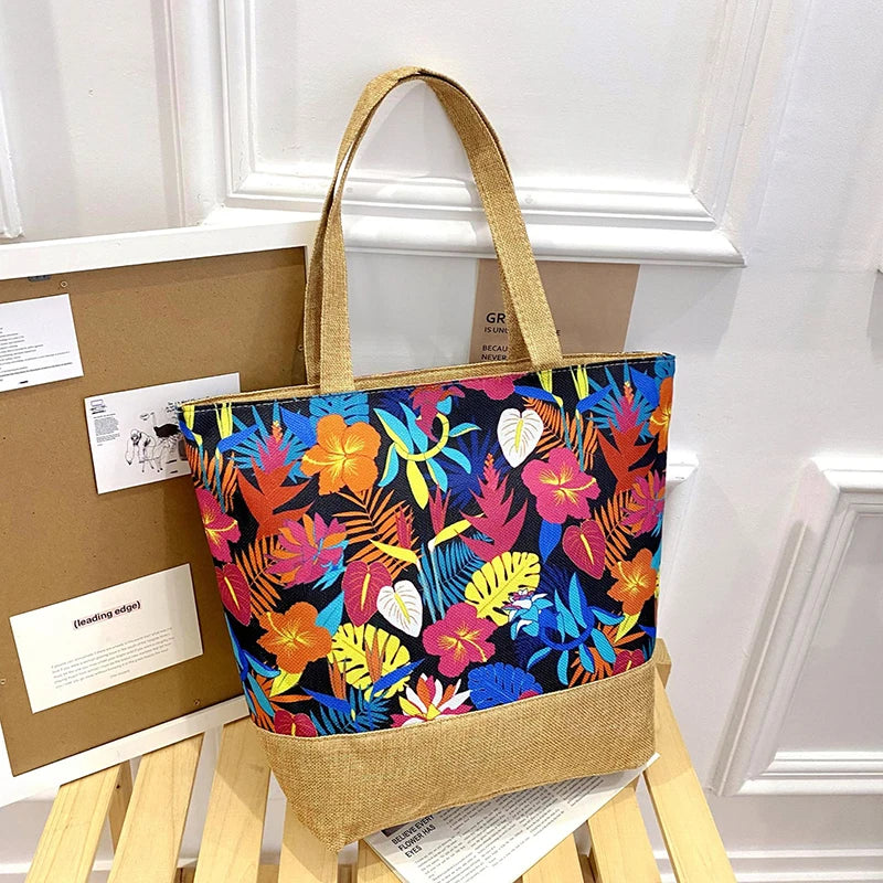 Women Handbag Floral Printed Beach Shopping Large Capacity Tote Bag Fashion Casua High Capacity Travel Ladies Shoulder Bag New