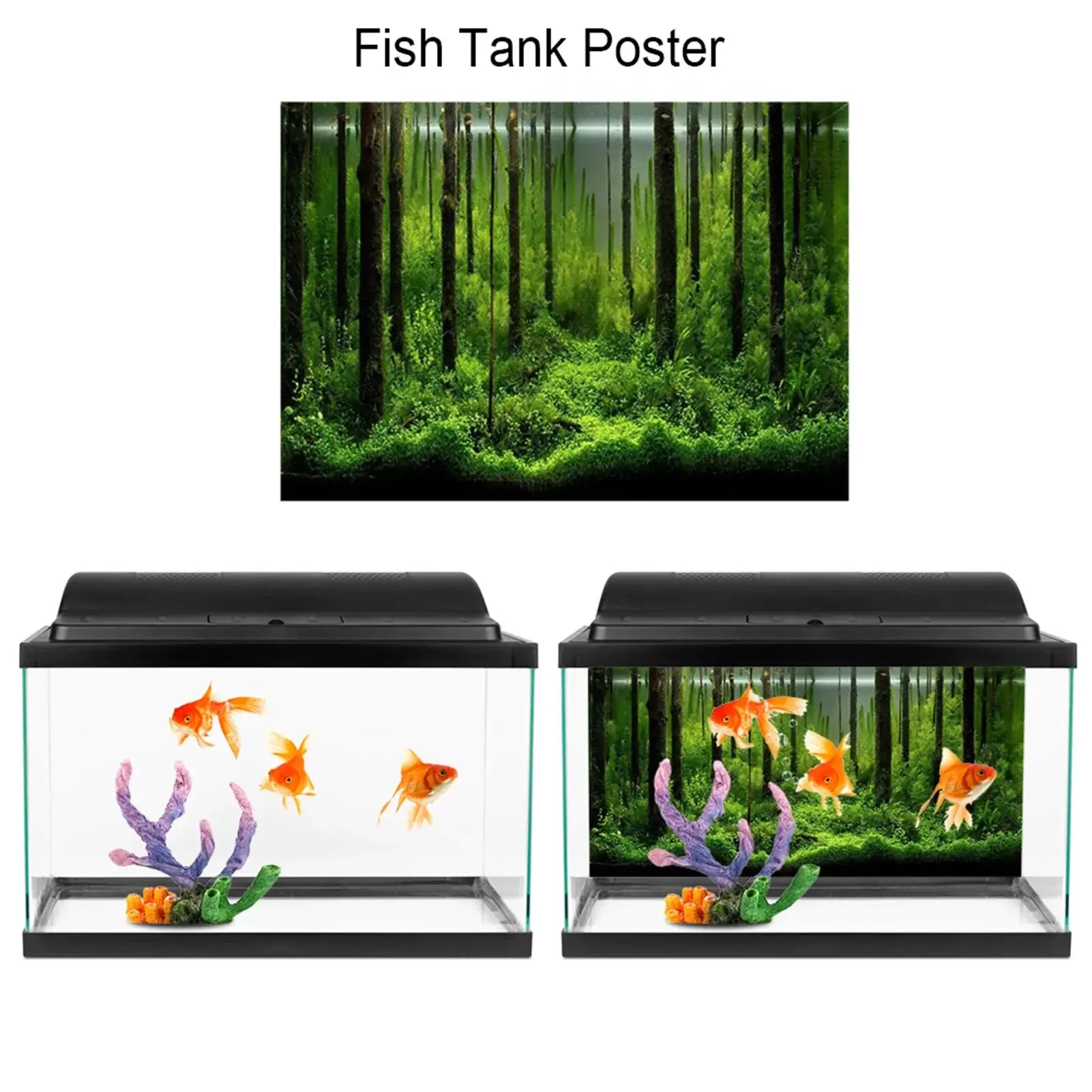 3D Double-sided Aquarium Landscape Sticker Poster Fish Tank Ocean Sea Plants Background Sticker Decoration Aquarium Accessories