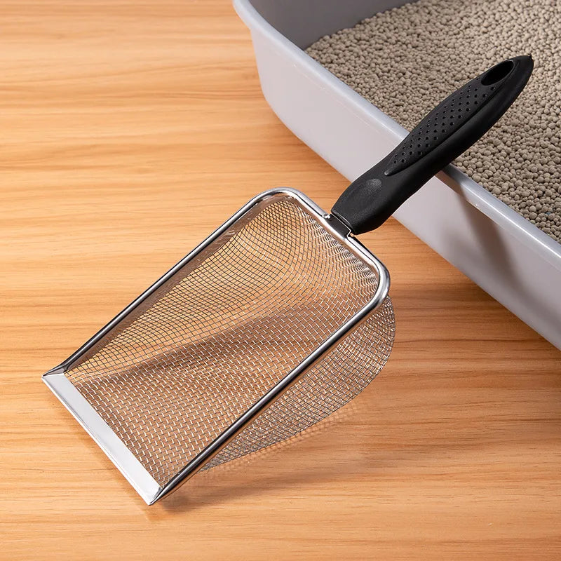 Cat Litter Shovel Stainless Steel Reptile Sand Substrate Shovel Clean Up Feces Fine Mesh Sifter For Bedding