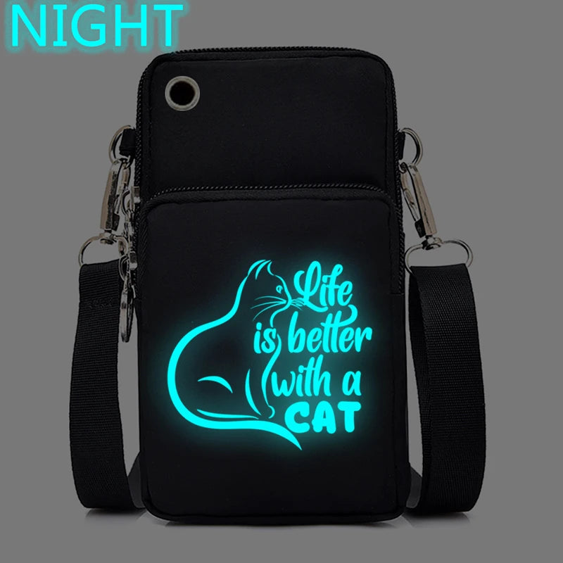 Women Luminous Messenger Bag Animal Lovers Hanging Neck Purse