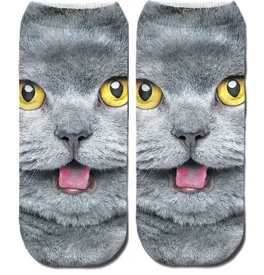 New 3D Print Funny Cute Cartoon Kitten Unisex Creative Colorful Multiple Cat Face Happy Low Ankle Socks For Women Dropship