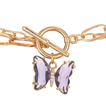 Multilayer Vintage Butterfly Necklace For Women Gold Color 316L Stainless Steel Blade Snake Chain Charms Choker Jewelry Gift