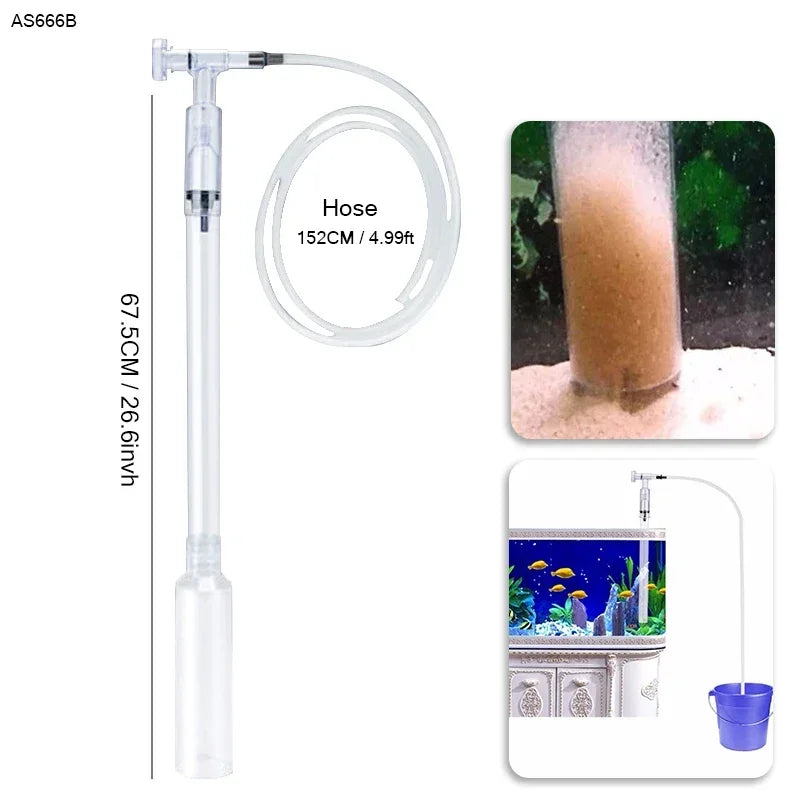 Manual Water Changer Fish Tank Cleaning Tool Aquarium Sand Gravel Cleaner Siphon Principle fish tank accessories