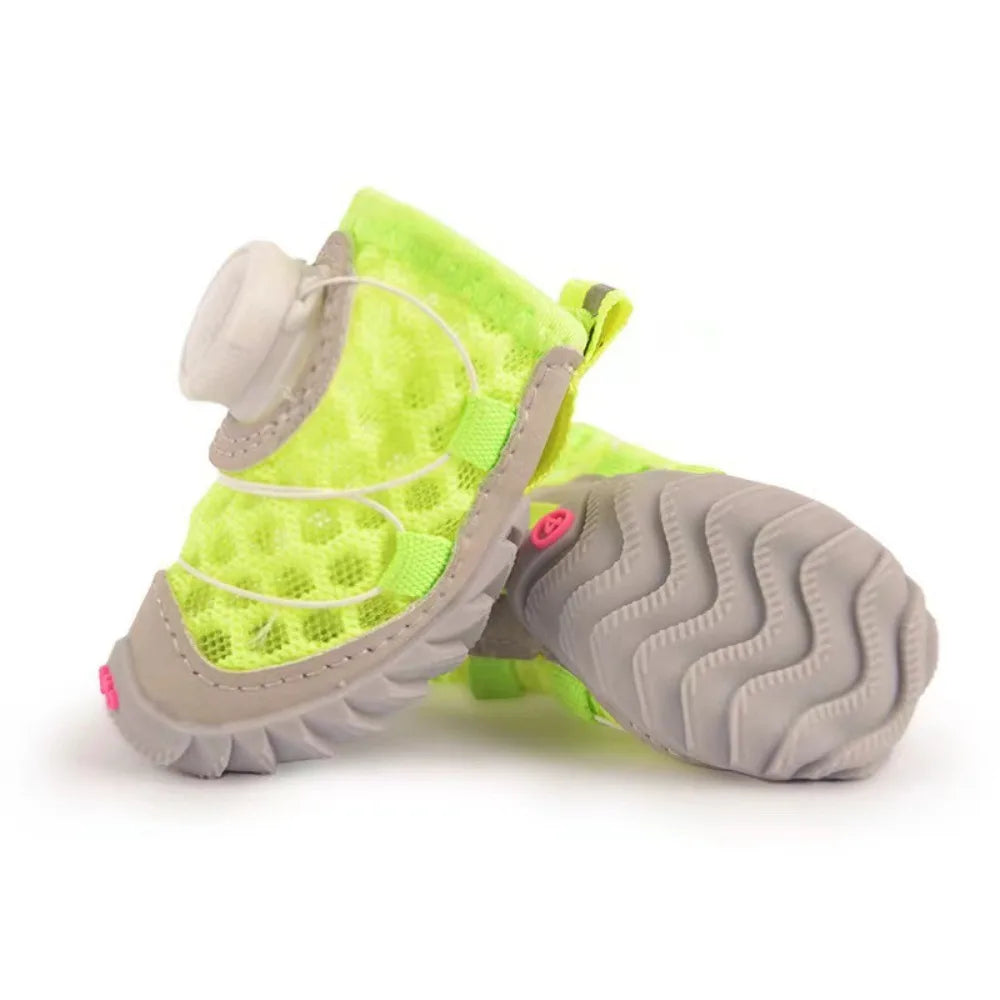 4pcs/set Protecting Breathable Dog Mesh Shoes Adjustable Anti-slip Pet Boots Thin Soft Sole Dog Sneakers Summer Season