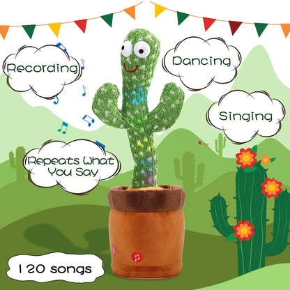 Dancing Cactus Repeat Talking Toy Electronic Plush Toys Can Sing Record Lighten USB Early Education Funny Gift Interactive Bled