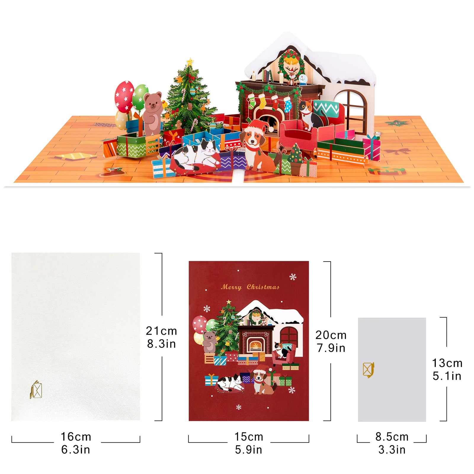 Christmas Pop Up Card, Christmas Bouquet Popup Card, Happy Holidays New Year