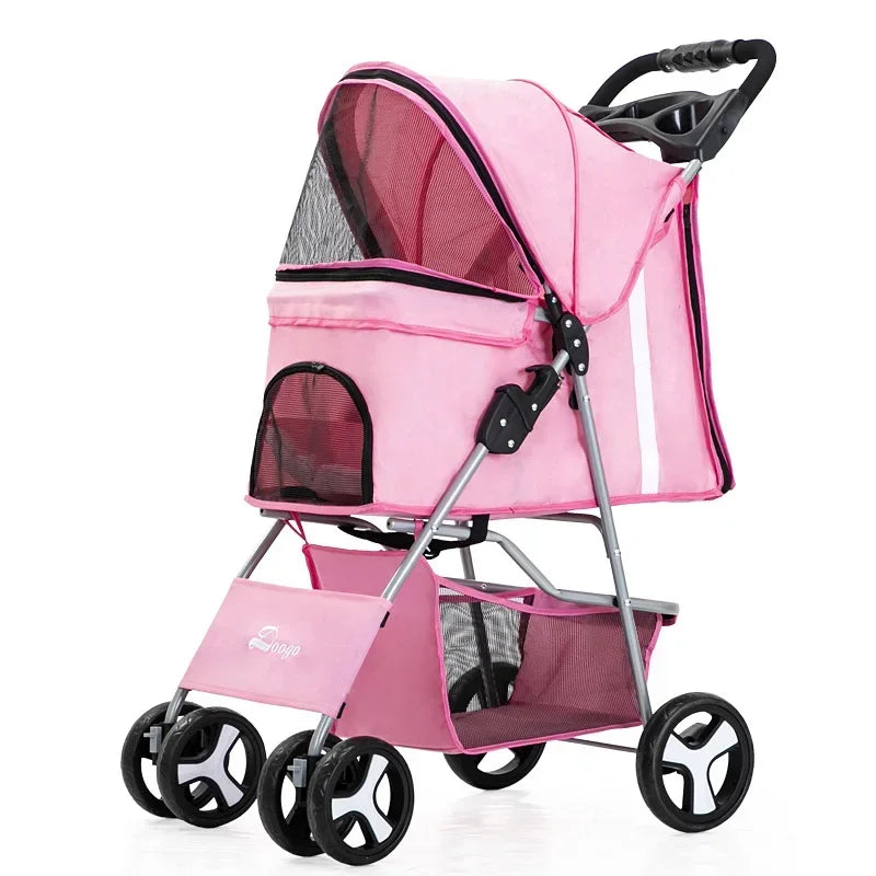 Portable Foldable Pet Stroller Four Wheel with Sunroof