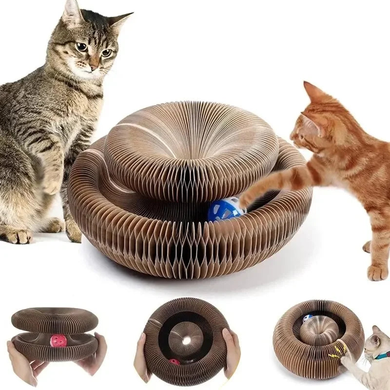 Magic Cat Scratch Organ Board Cat Toy with Ball Cat Grinding Claw Climbing Frame Kitten Round Corrugated Scratching Toy