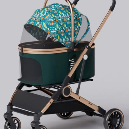 Folding 4 Wheels Dog Trolley Pet Jogger for Small Medium Dogs Travel