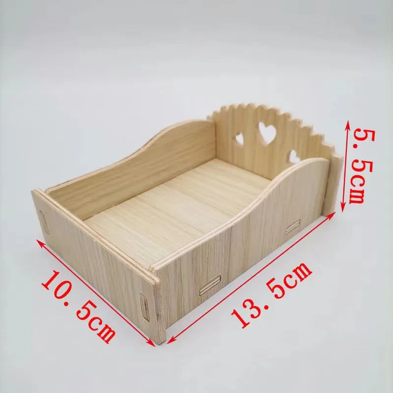 Pet Hamsters House DIY Wooden Gerbil Hideout Bridge Swing and Chinchilla Seesaw Pet Sport Exercise Toys Set  Cage Accessories