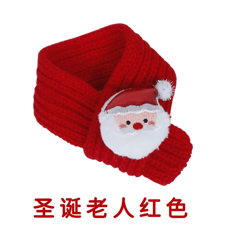 New Pet Knitted Christmas Scarf Cat Dog Yarn Cartoon Elk Snowman Warm Plush Hat Set Dog Accessories for Small Dogs