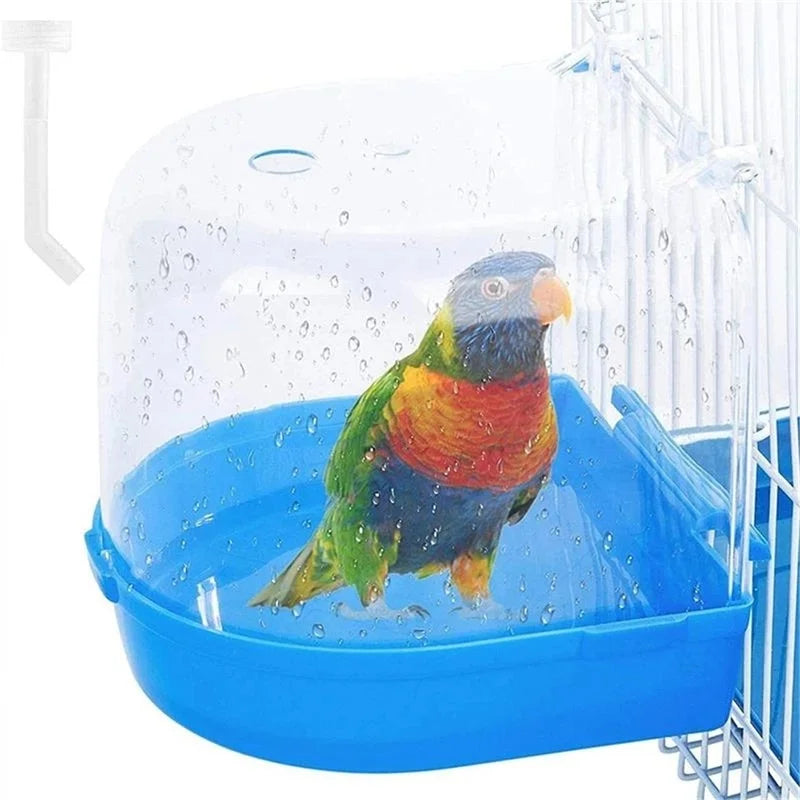 Hanging Bird Bath Cube Parrots Bathtub Bath Shower Box Cage Accessory for Little Bird Canary Budgerigar Cockatiel Parrot Bath