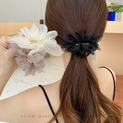 Fashionable Feminine Chiffon Hairpins Super Fairy Girls High Ponytail Spring Clips Spring Summer Duckbill Clips Hair Accessories