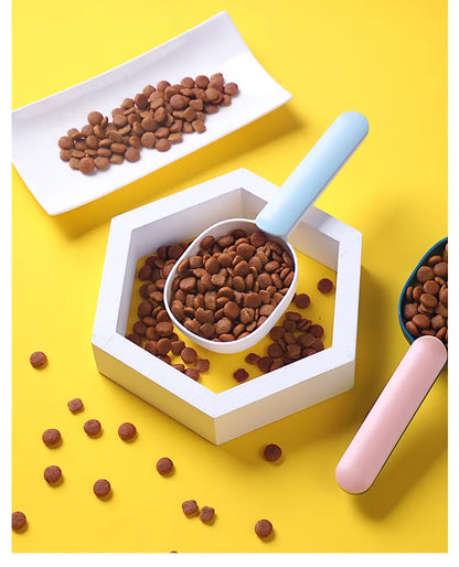 Pet Cat Dog Food Shovel with Sealing Bag Clip Spoon Multifunction Thicken Feeding Scoop Tool Creative Measuring Cup Pet Supplies