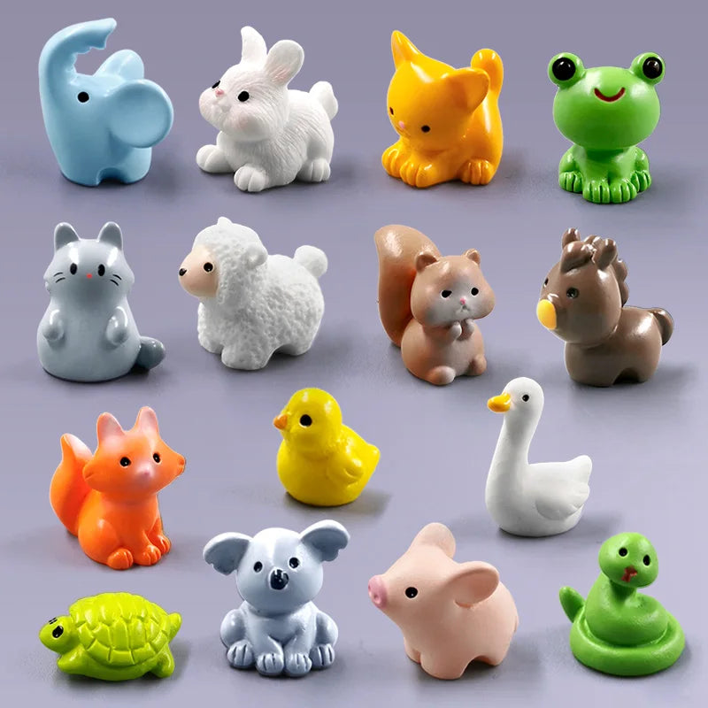 10Pc Squirrel Fox Rabbit Sheep Duck Pig Cat Horse Frog Turtle Snake Koala Figurine Miniature Fairy Garden Decoration