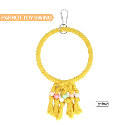 Pet Parrot Birds Cage Toy Parrot Cotton Rope Circle Ring Stand Chewing Bite Hanging Swing Climbing Play Toys