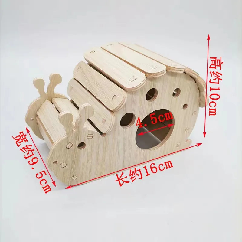 Pet Hamsters House DIY Wooden Gerbil Hideout Bridge Swing and Chinchilla Seesaw Pet Sport Exercise Toys Set  Cage Accessories